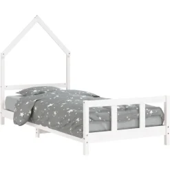 vidaXL Kinderbedframe 90x190 cm massief grenenhout wit