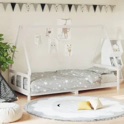 vidaXL Kinderbedframe 90x200 cm massief grenenhout wit