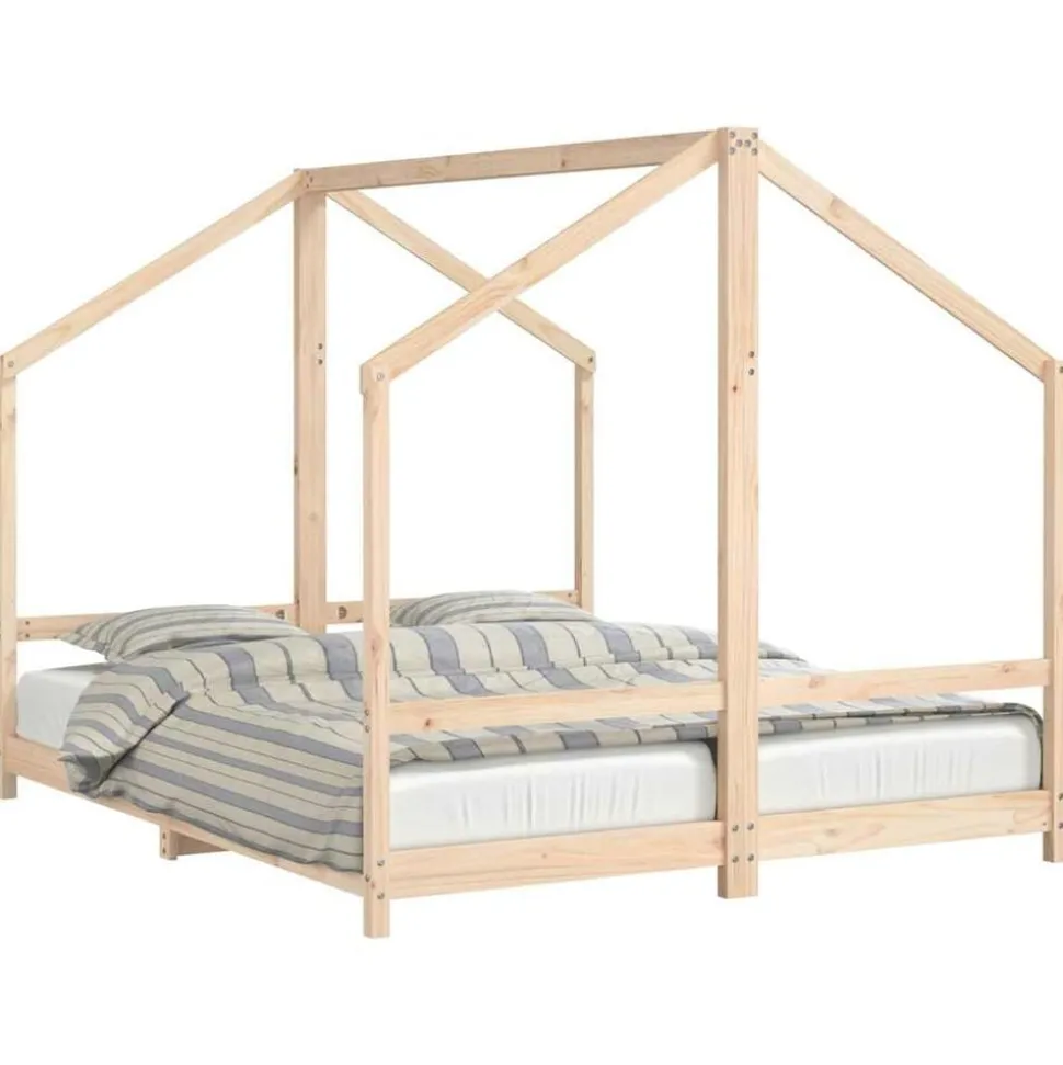 vidaXL Kinderbedframe 2x(80x200) cm massief grenenhout