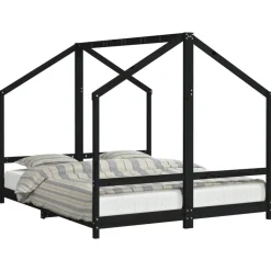 vidaXL Kinderbedframe 2x(80x200) cm massief grenenhout zwart