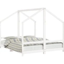 vidaXL Kinderbedframe 2x(80x200) cm massief grenenhout wit