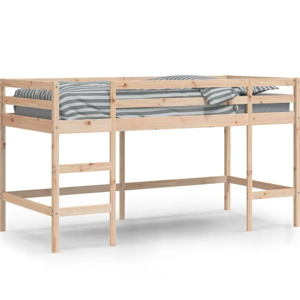 vidaXL Kinderhoogslaper met ladder 80x200 cm massief grenenhout