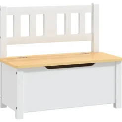 vidaXL Kinderopbergbankje 60x30x55 cm MDF wit en beige