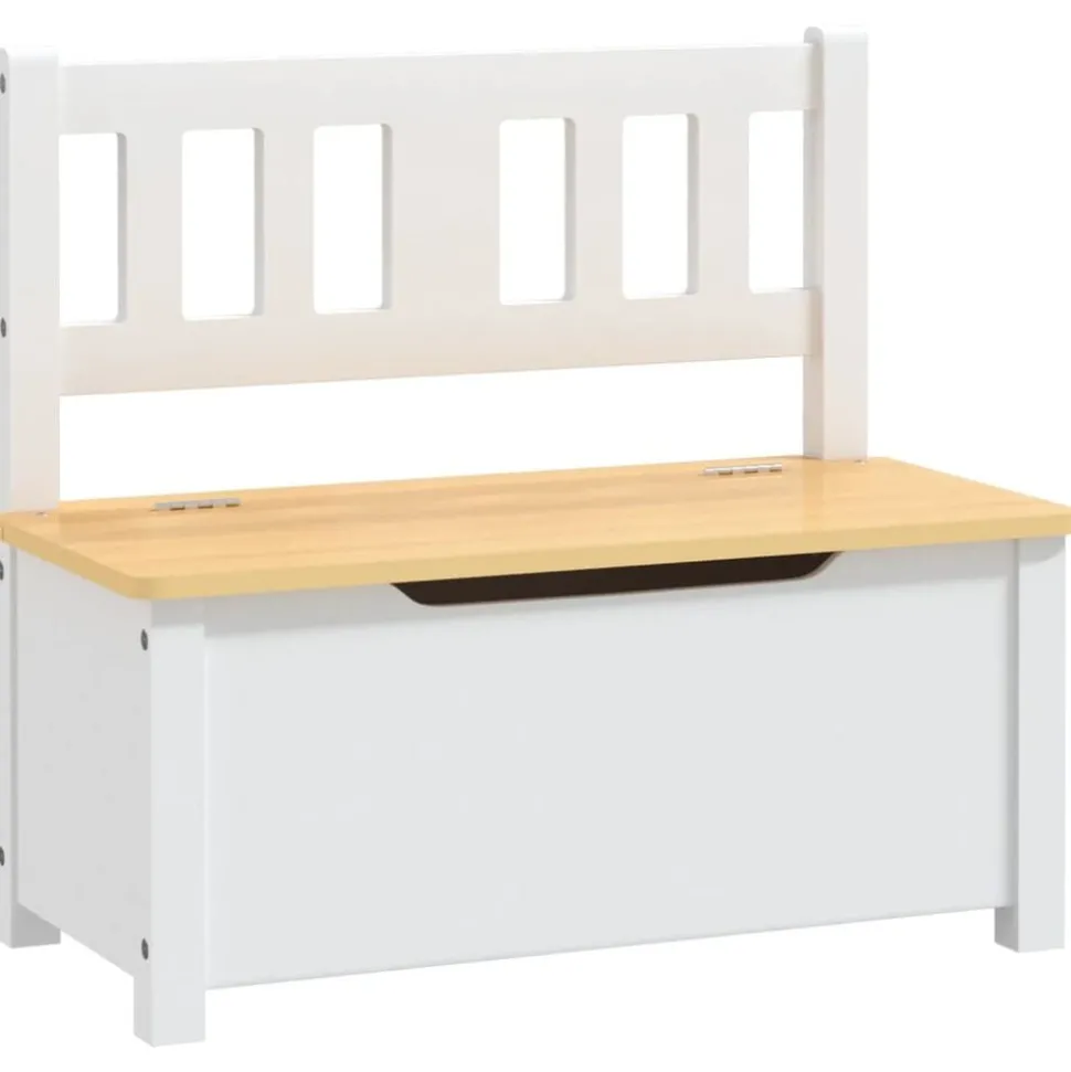 vidaXL Kinderopbergbankje 60x30x55 cm MDF wit en beige