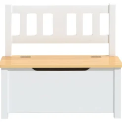 vidaXL Kinderopbergbankje 60x30x55 cm MDF wit en beige