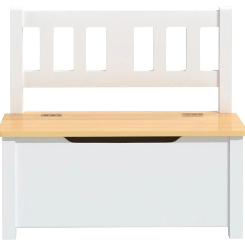 vidaXL Kinderopbergbankje 60x30x55 cm MDF wit en beige