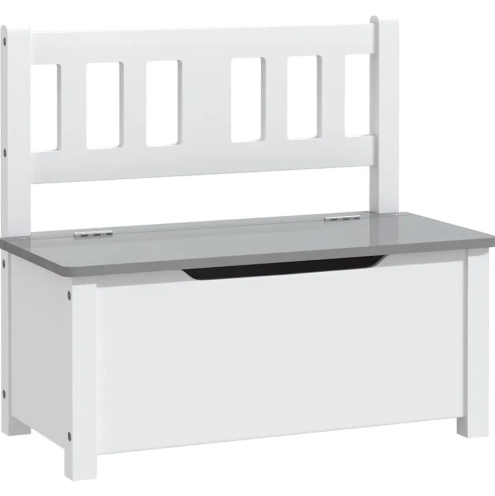 vidaXL Kinderopbergbankje 60x30x55 cm MDF wit en grijs