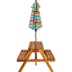 vidaXL Kinderpicknicktafel met parasol 79x90x60 cm massief acaciahout