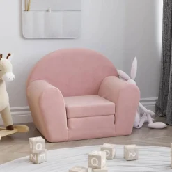vidaXL Kinderslaapbank zacht pluche roze