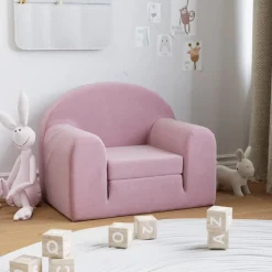 vidaXL Kinderslaapbank zacht pluche roze