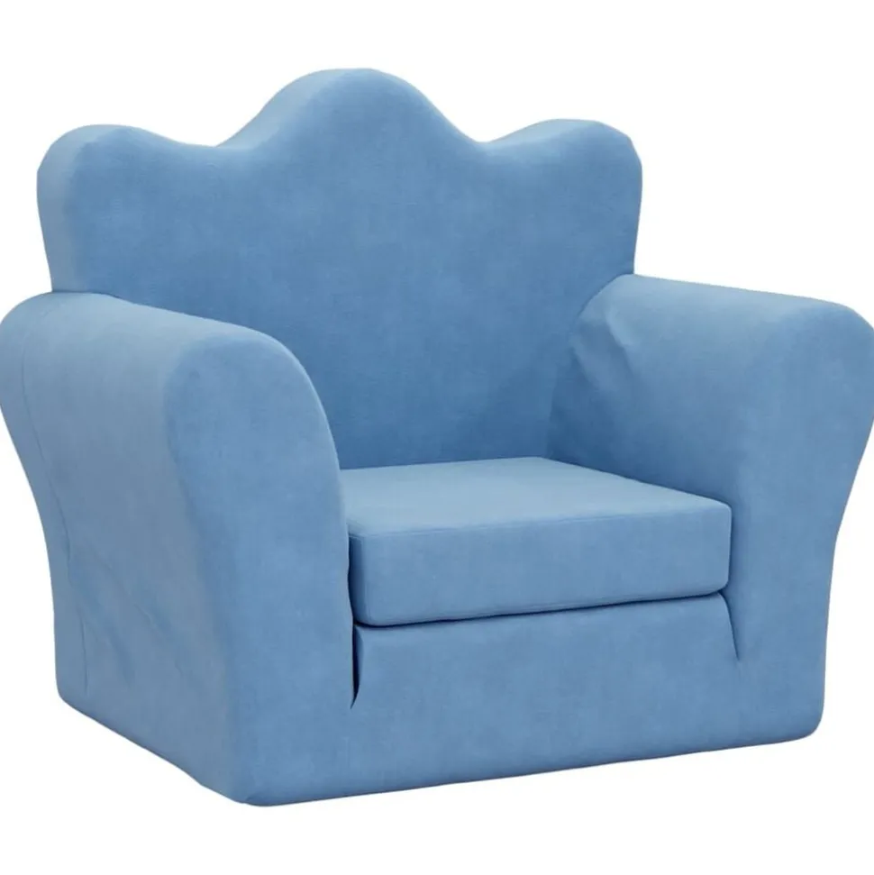 vidaXL Kinderslaapbank zacht pluche blauw
