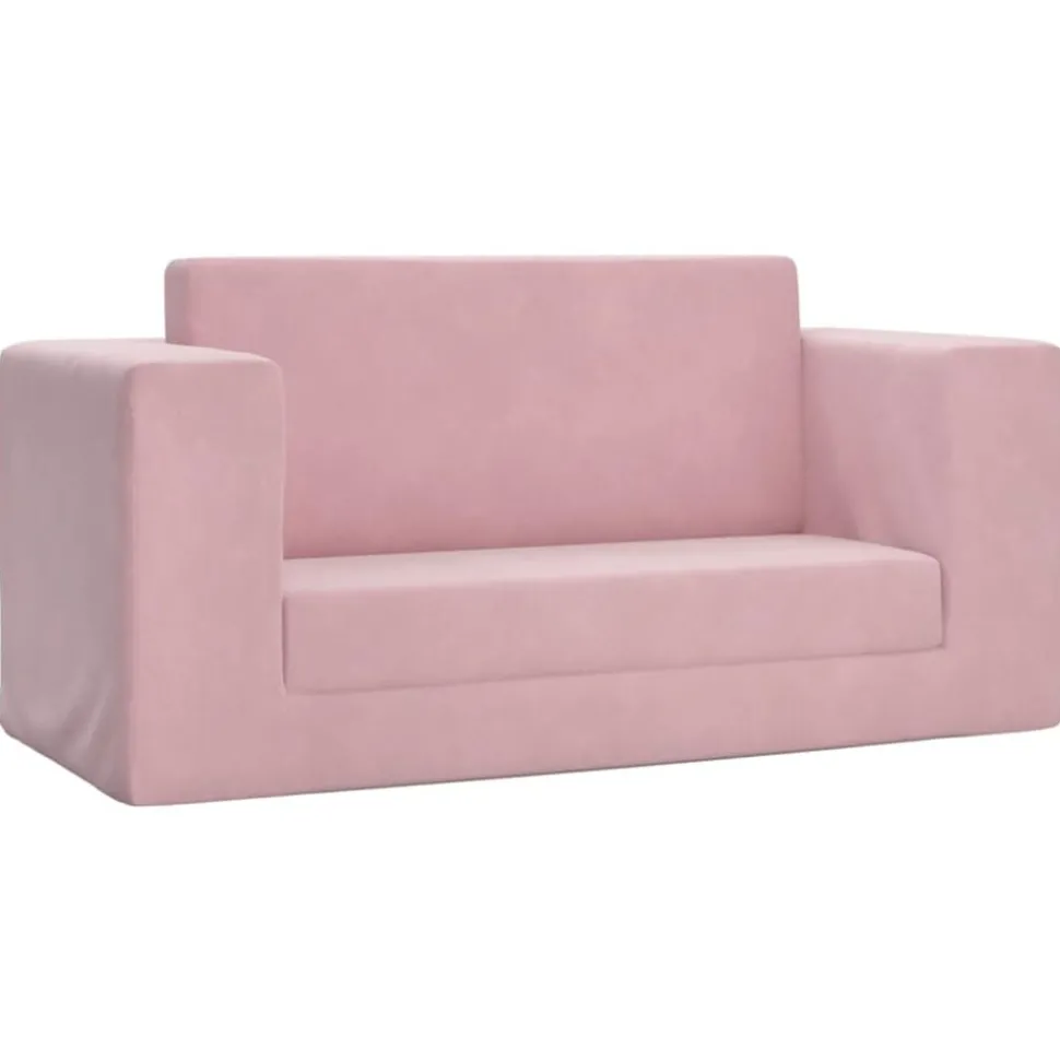 vidaXL Kinderslaapbank 2-zits zacht pluche roze