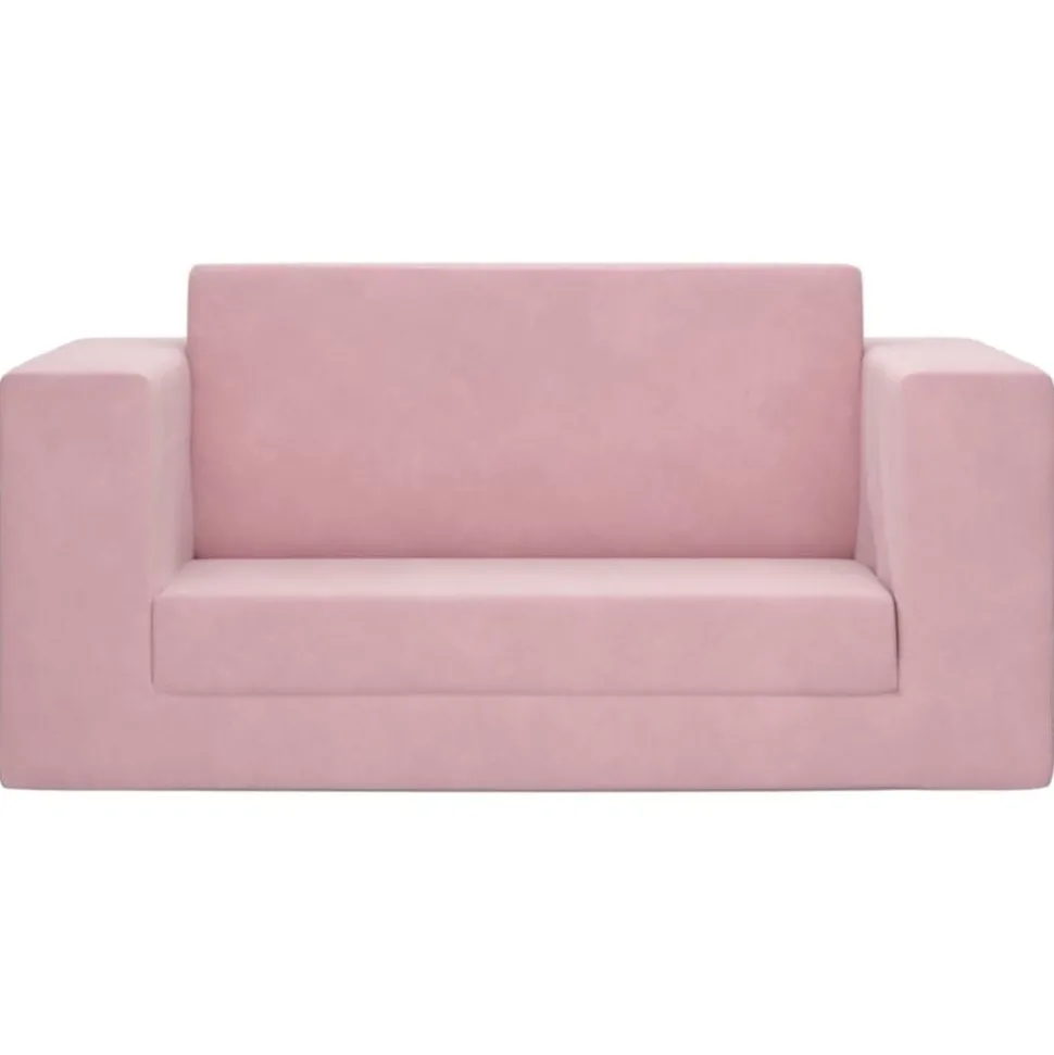 vidaXL Kinderslaapbank 2-zits zacht pluche roze