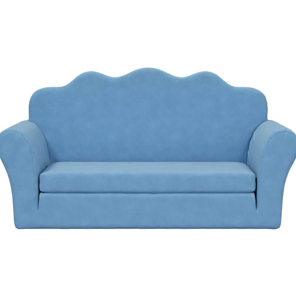 vidaXL Kinderslaapbank 2-zits zacht pluche blauw
