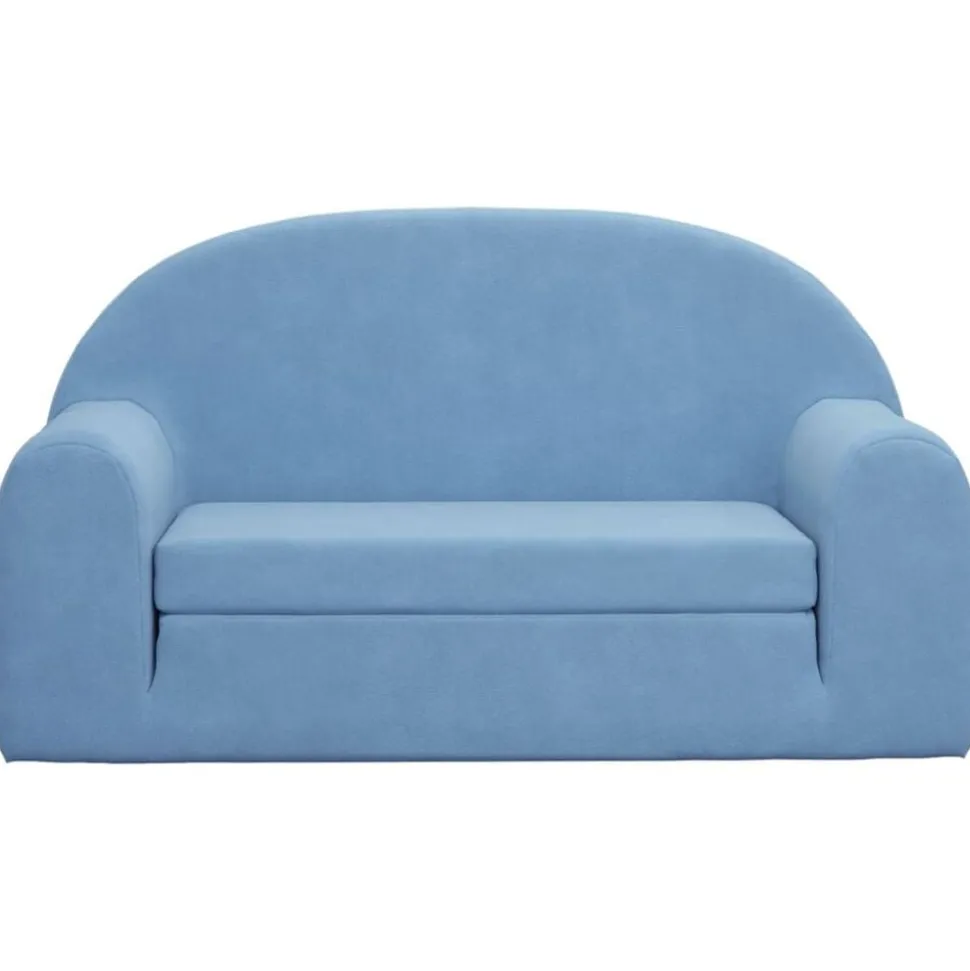 vidaXL Kinderslaapbank 2-zits zacht pluche blauw