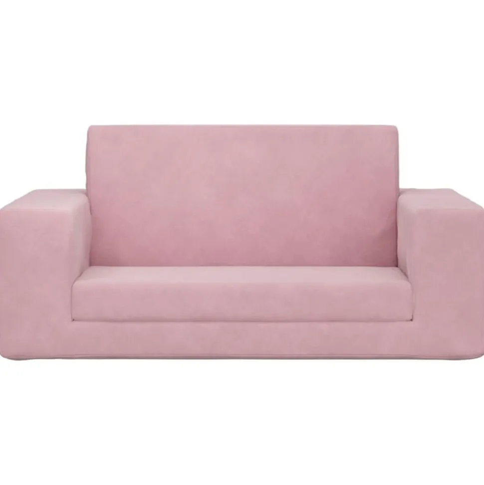 vidaXL Kinderslaapbank 2-zits zacht pluche roze