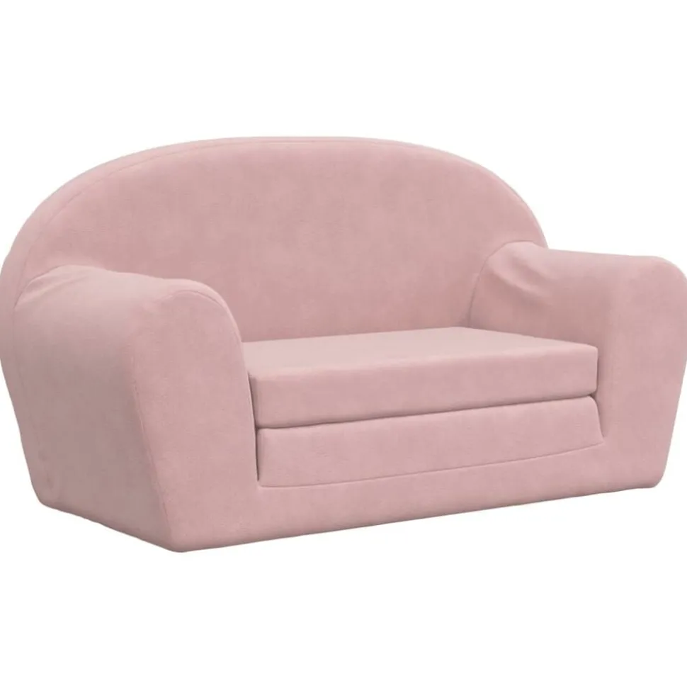 vidaXL Kinderslaapbank 2-zits zacht pluche roze