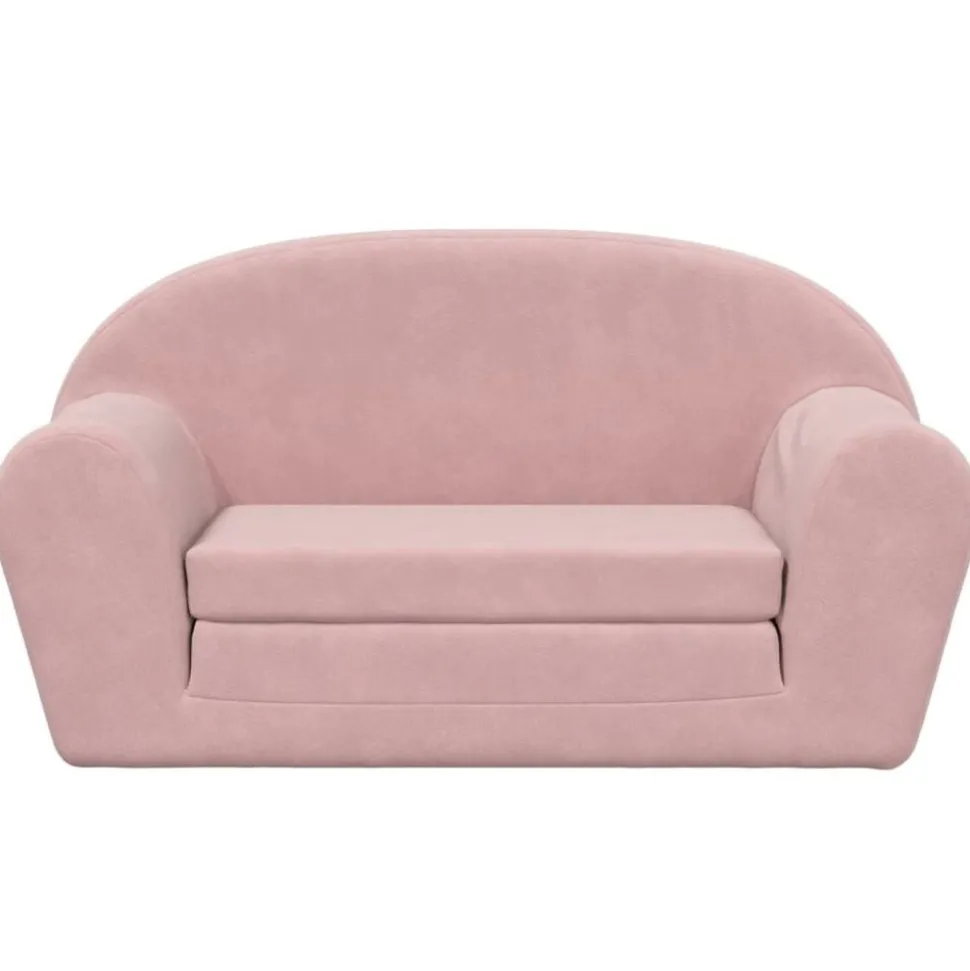 vidaXL Kinderslaapbank 2-zits zacht pluche roze