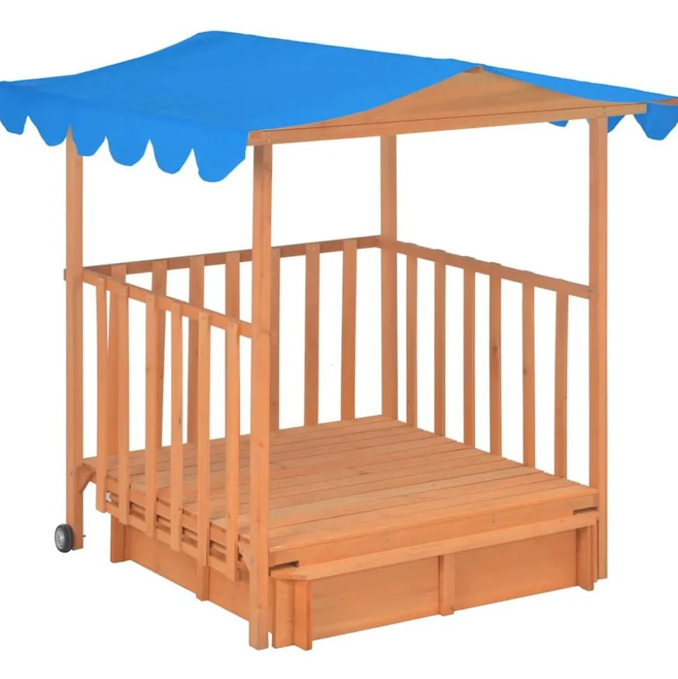 vidaXL Kinderspeelhuis met zandbak UV50 vurenhout blauw