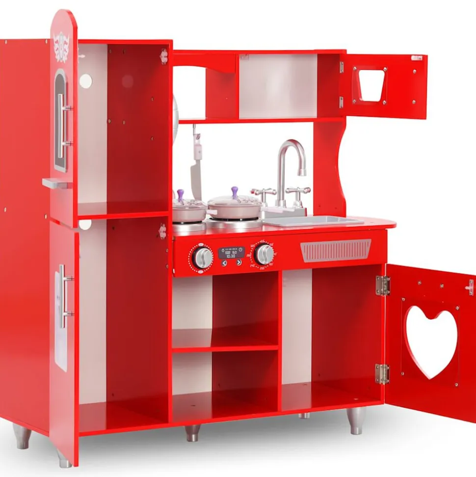 vidaXL Kinderspeelkeuken 84x31x89 cm MDF rood