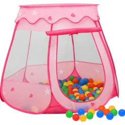 vidaXL Kinderspeeltent met 250 ballen 102x102x82 cm roze