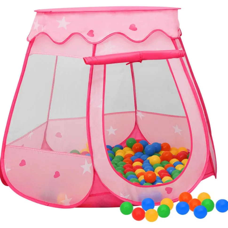 vidaXL Kinderspeeltent met 250 ballen 102x102x82 cm roze
