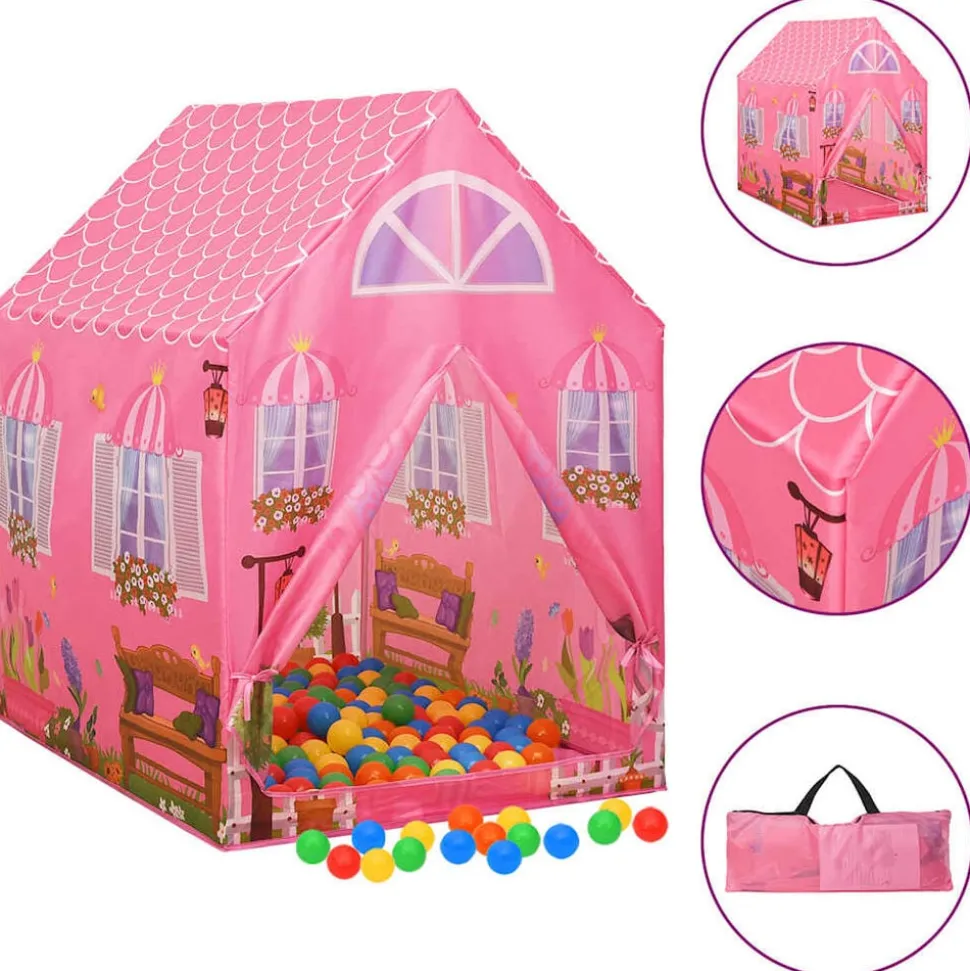 vidaXL Kinderspeeltent met 250 ballen 69x94x104 cm roze