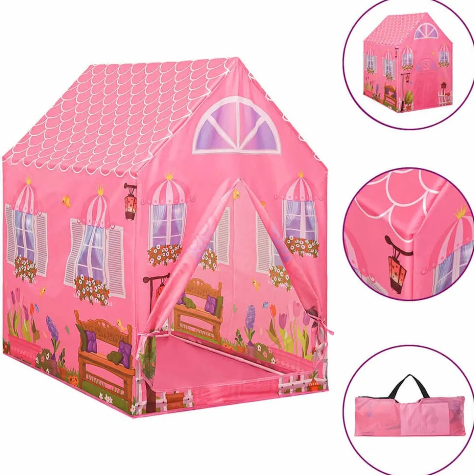 vidaXL Kinderspeeltent met 250 ballen 69x94x104 cm roze