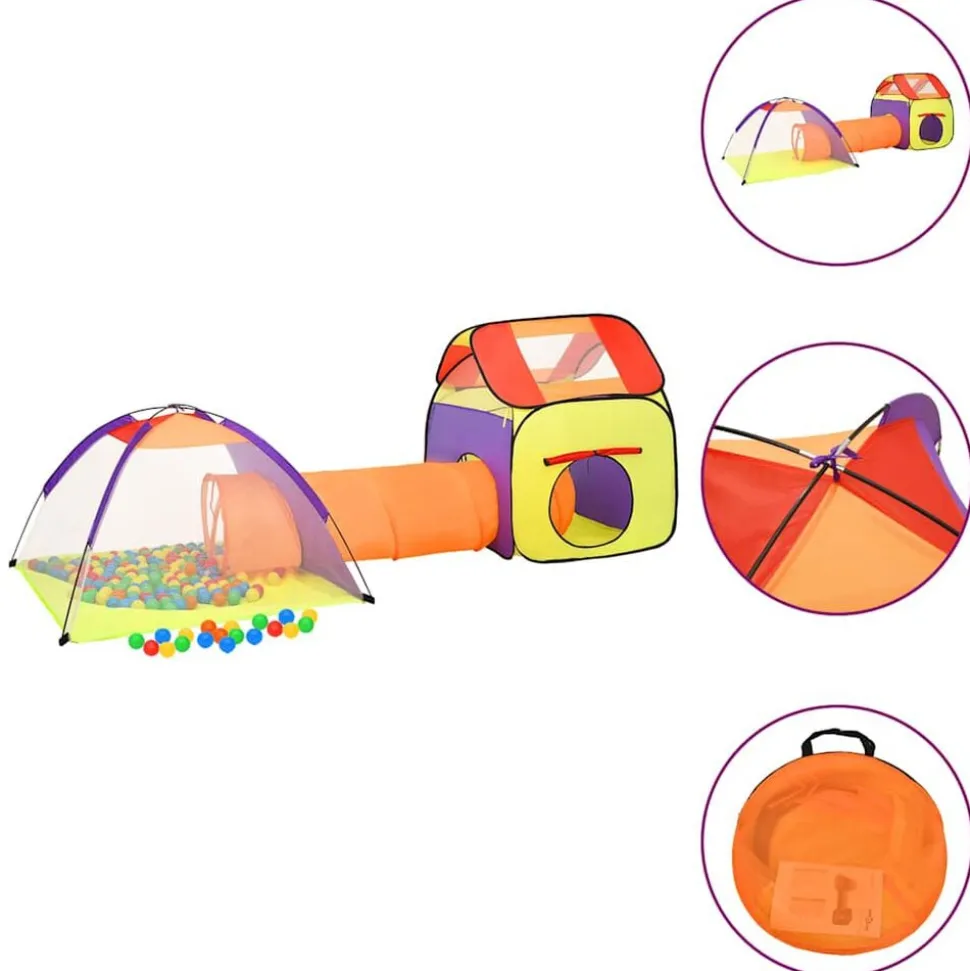 vidaXL Kinderspeeltent met 250 ballen 338x123x111 cm meerkleurig