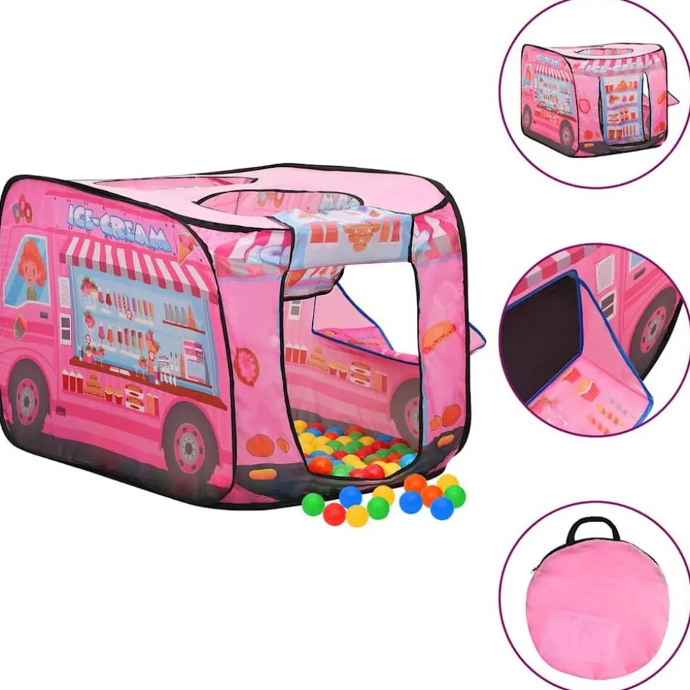 vidaXL Kinderspeeltent met 250 ballen 70x112x70 cm roze