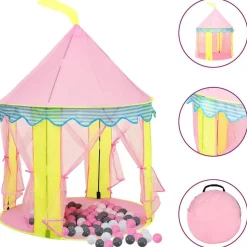 vidaXL Kinderspeeltent met 250 ballen 100x100x127 cm roze