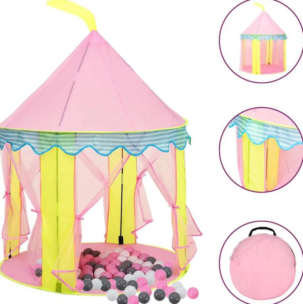 vidaXL Kinderspeeltent met 250 ballen 100x100x127 cm roze