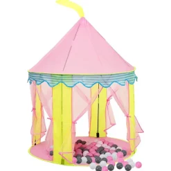 vidaXL Kinderspeeltent met 250 ballen 100x100x127 cm roze