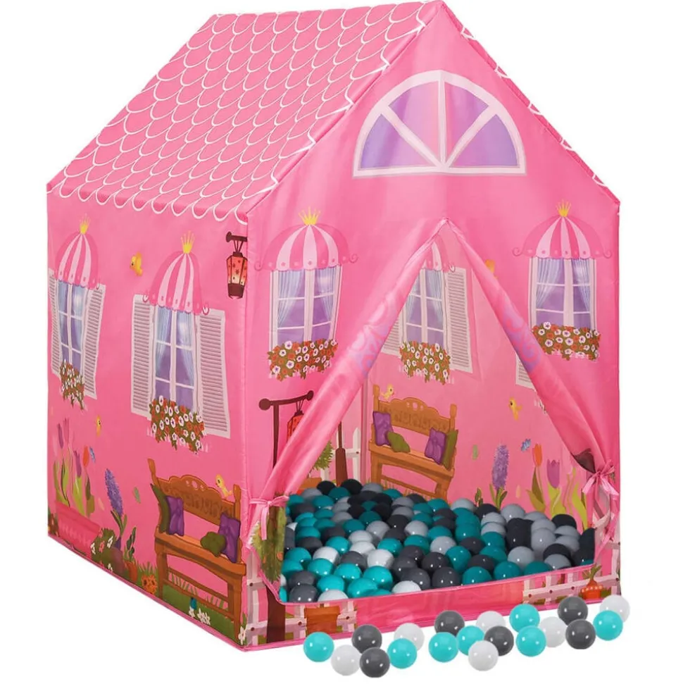 vidaXL Kinderspeeltent met 250 ballen 69x94x104 cm roze