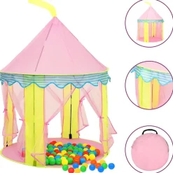 vidaXL Kinderspeeltent met 250 ballen 100x100x127 cm roze