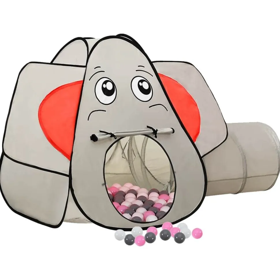 vidaXL Kinderspeeltent met 250 ballen olifant 174x86x101 cm grijs