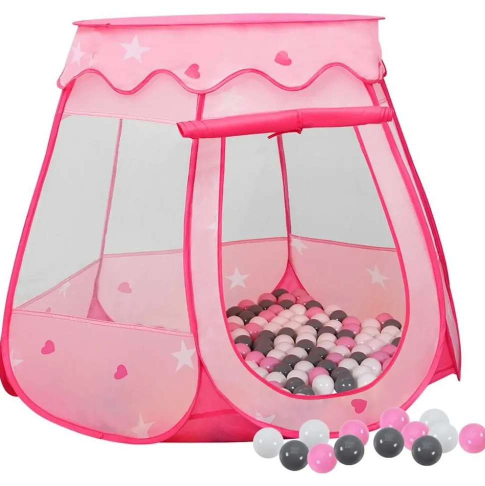 vidaXL Kinderspeeltent met 250 ballen 102x102x82 cm roze