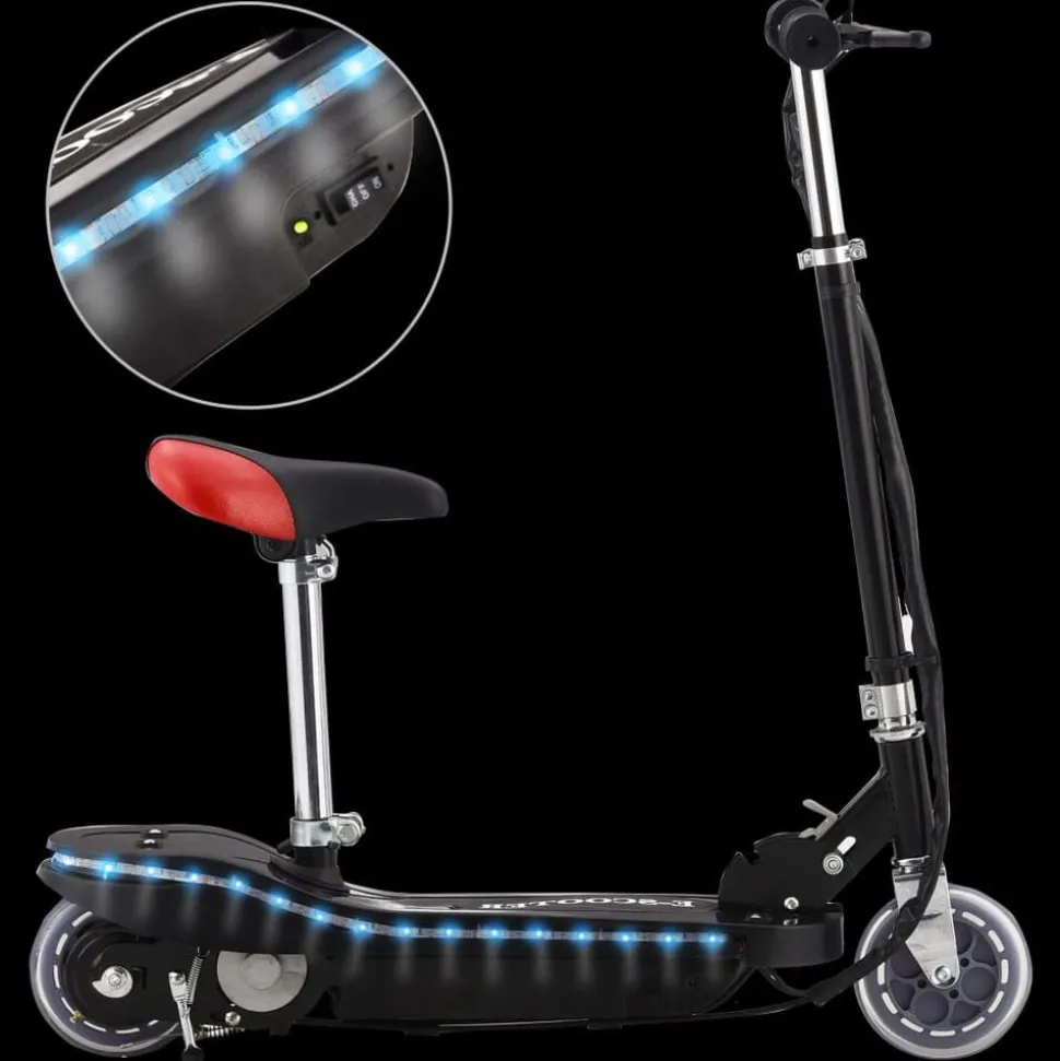 vidaXL Kinderstep met zadel en LED 120 W zwart