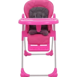 vidaXL Kinderstoel hoog roze en grijs