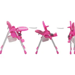 vidaXL Kinderstoel hoog roze en grijs