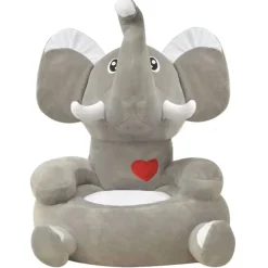 vidaXL Kinderstoel olifant pluche grijs