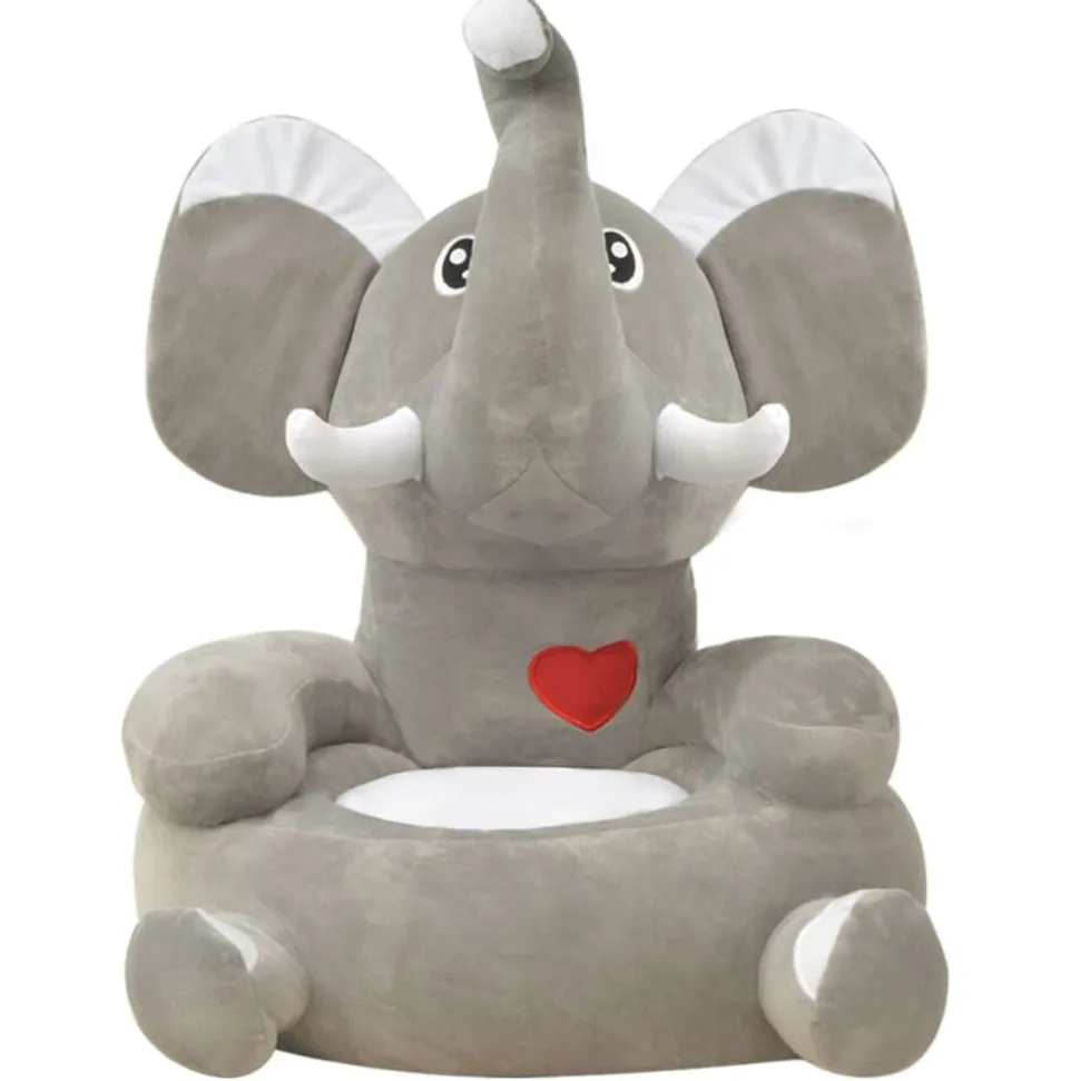 vidaXL Kinderstoel olifant pluche grijs