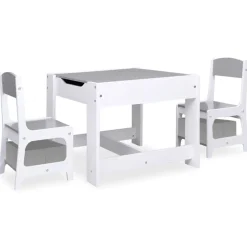 vidaXL Kindertafel met 2 stoelen MDF wit