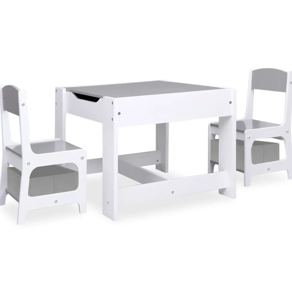 vidaXL Kindertafel met 2 stoelen MDF wit