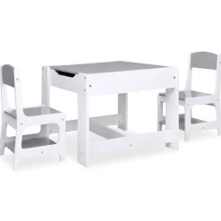 vidaXL Kindertafel met 2 stoelen MDF wit