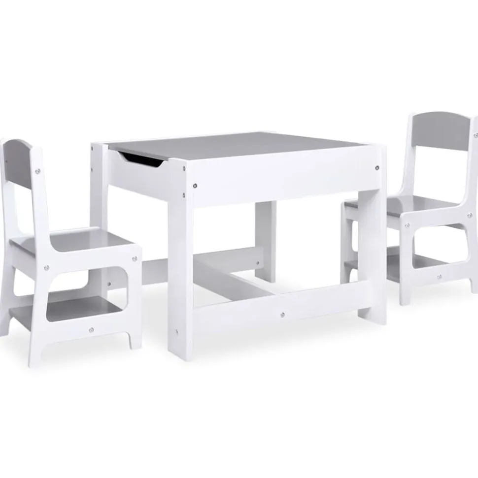 vidaXL Kindertafel met 2 stoelen MDF wit