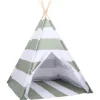 vidaXL Kindertent Grijs en Wit 120 x 120 x 150 cm Massief grenenhout