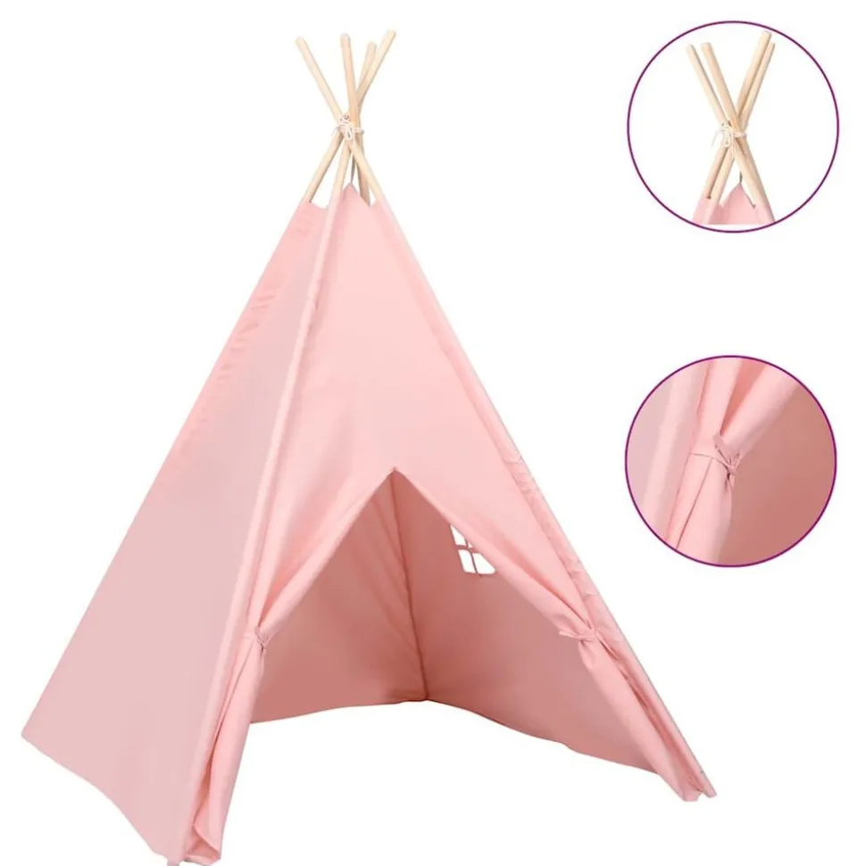 vidaXL Kindertipitent met tas 120x120x150 cm peachskin roze