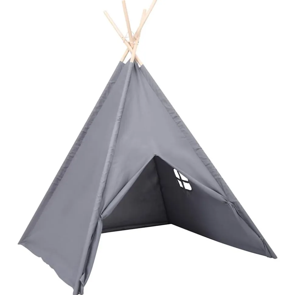 vidaXL Kindertipitent met tas 120x120x150 cm peachskin grijs