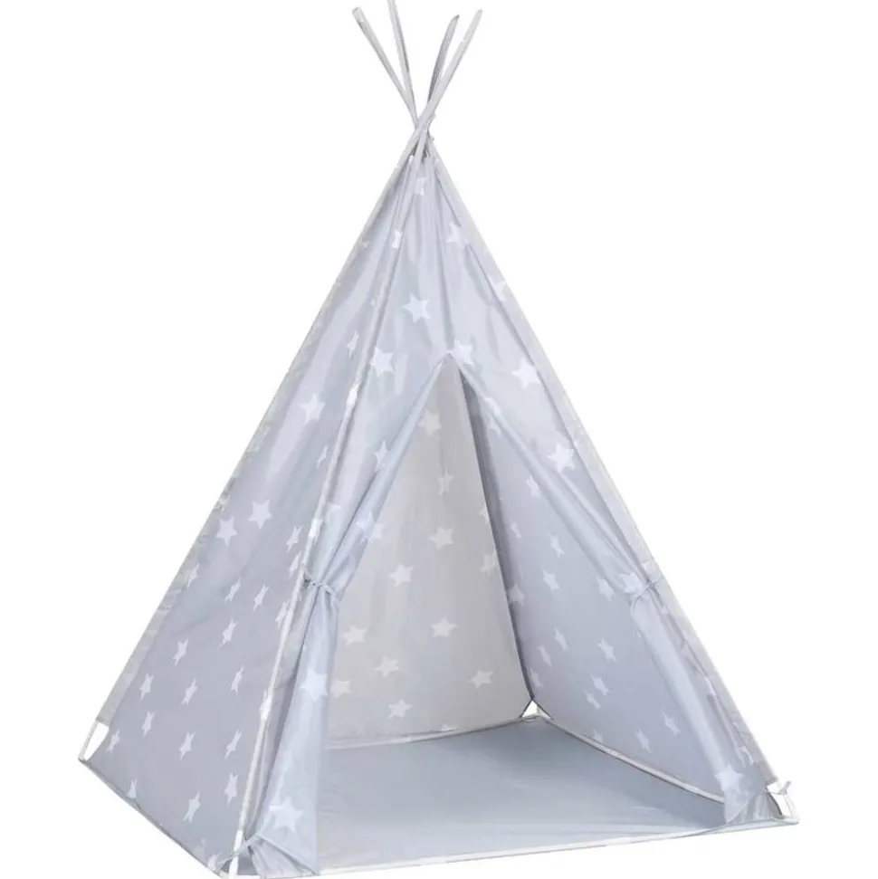 vidaXL Kindertipitent met tas 115x115x160 cm polyester grijs